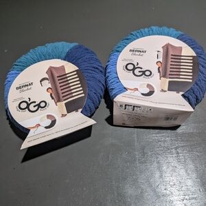 Yarnspirations Bernat Blanket O'Go Yarn in Blue (2) Ct New